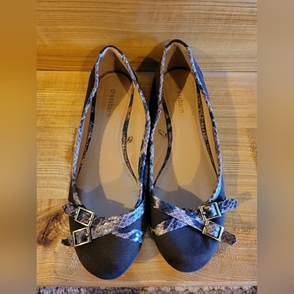 Dressbarn womens brown python detail rounded toe ballet flats 7W - Picture 2 of 8